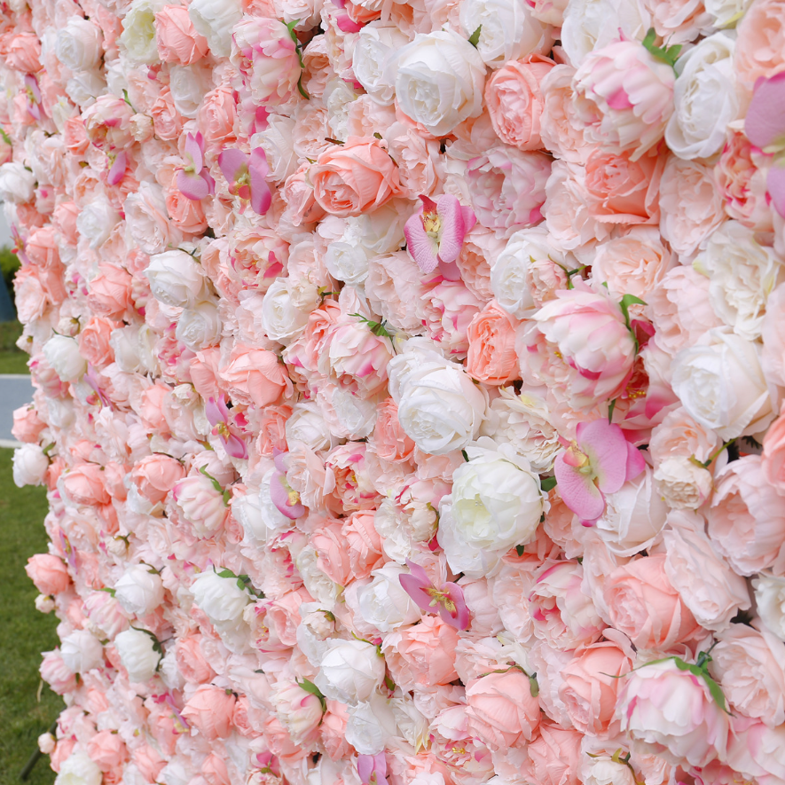 The light pink rose flower wall looks sweet and romantic.