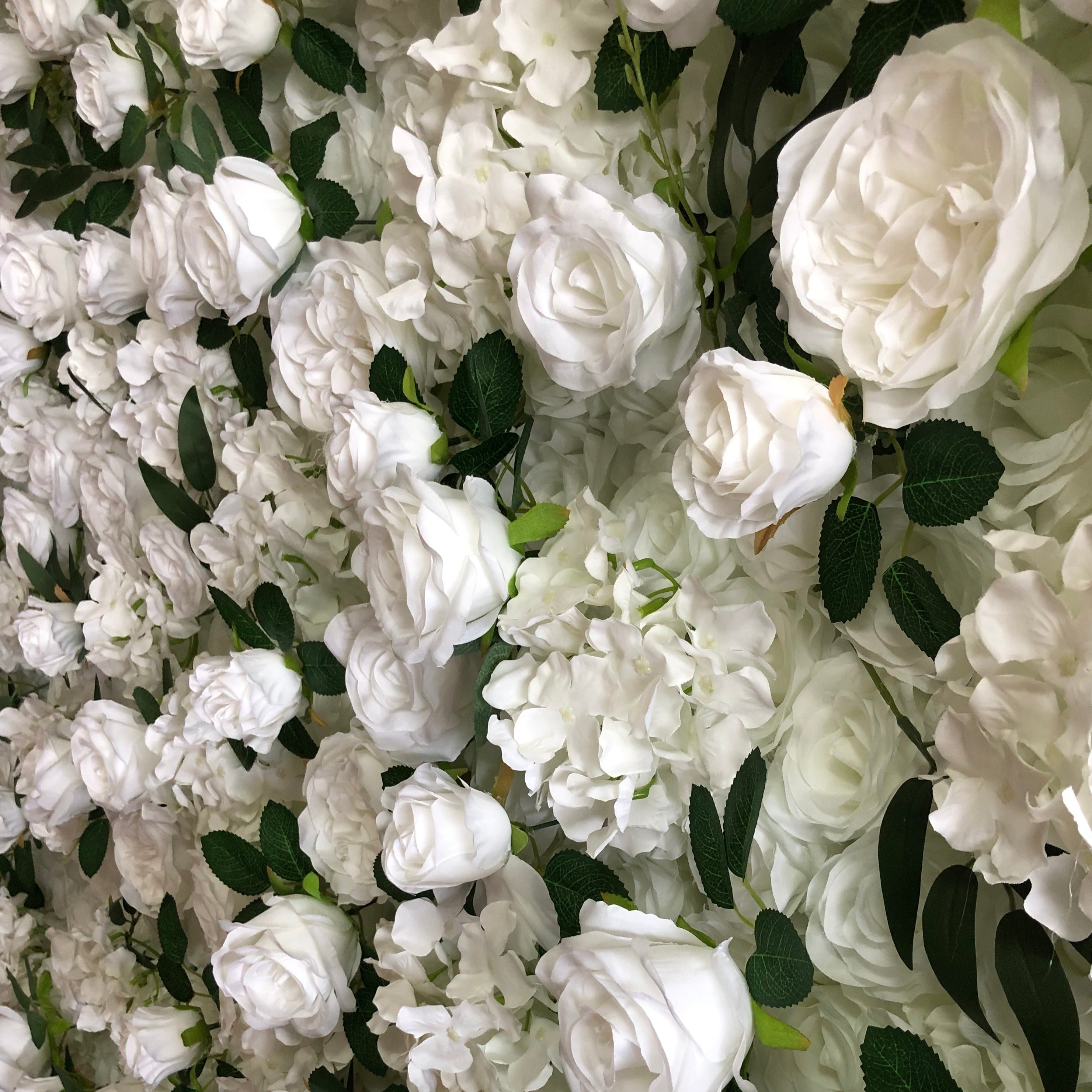 Flower Wall White Peony & Green Fabric Rolling Up Curtain Floral Backdrop Wedding Party Proposal Decor