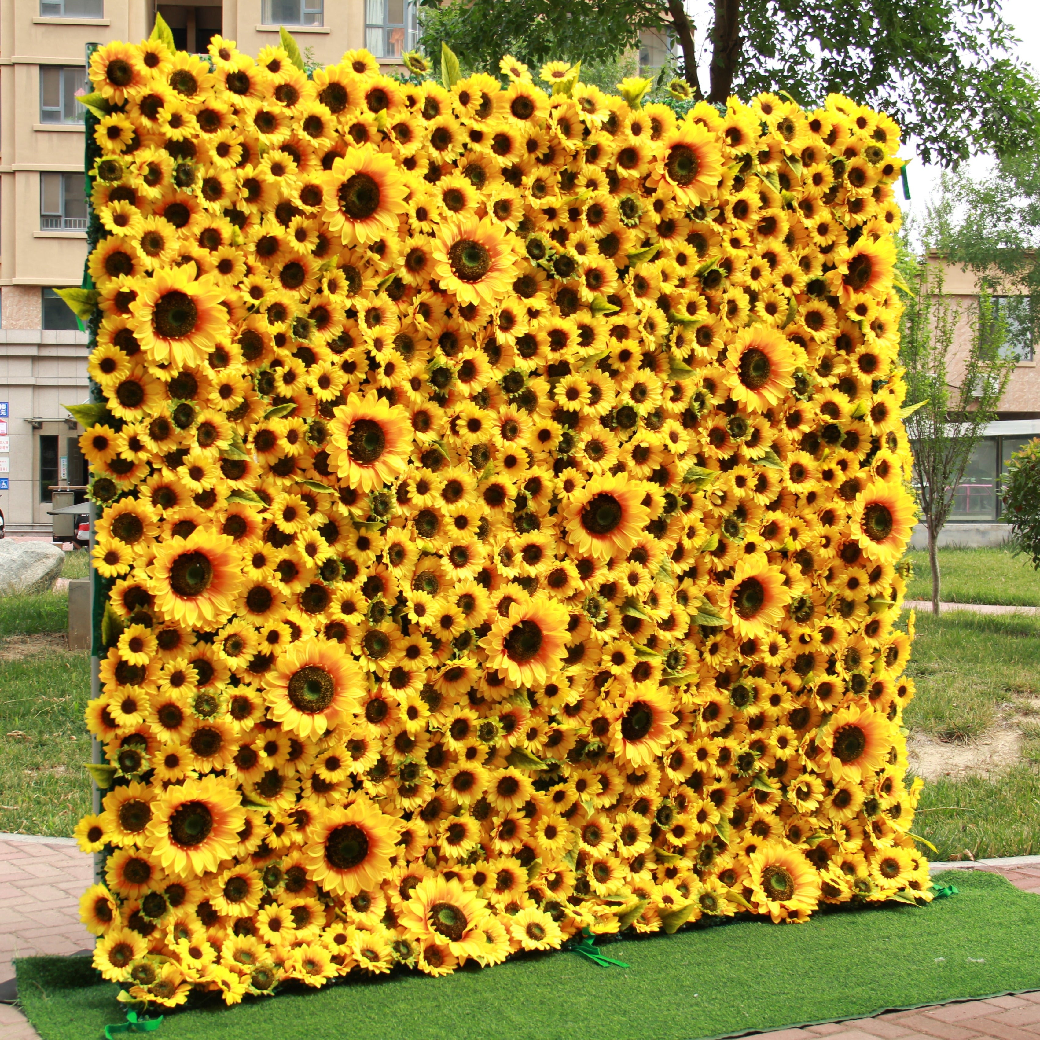 Flower Wall Sunflower Fabric Rolling Up Curtain Floral Backdrop Wedding Party Proposal Decor