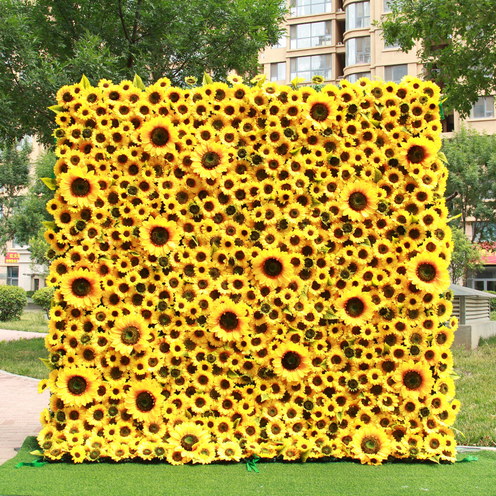 Flower Wall Sunflower Fabric Rolling Up Curtain Floral Backdrop Wedding Party Proposal Decor