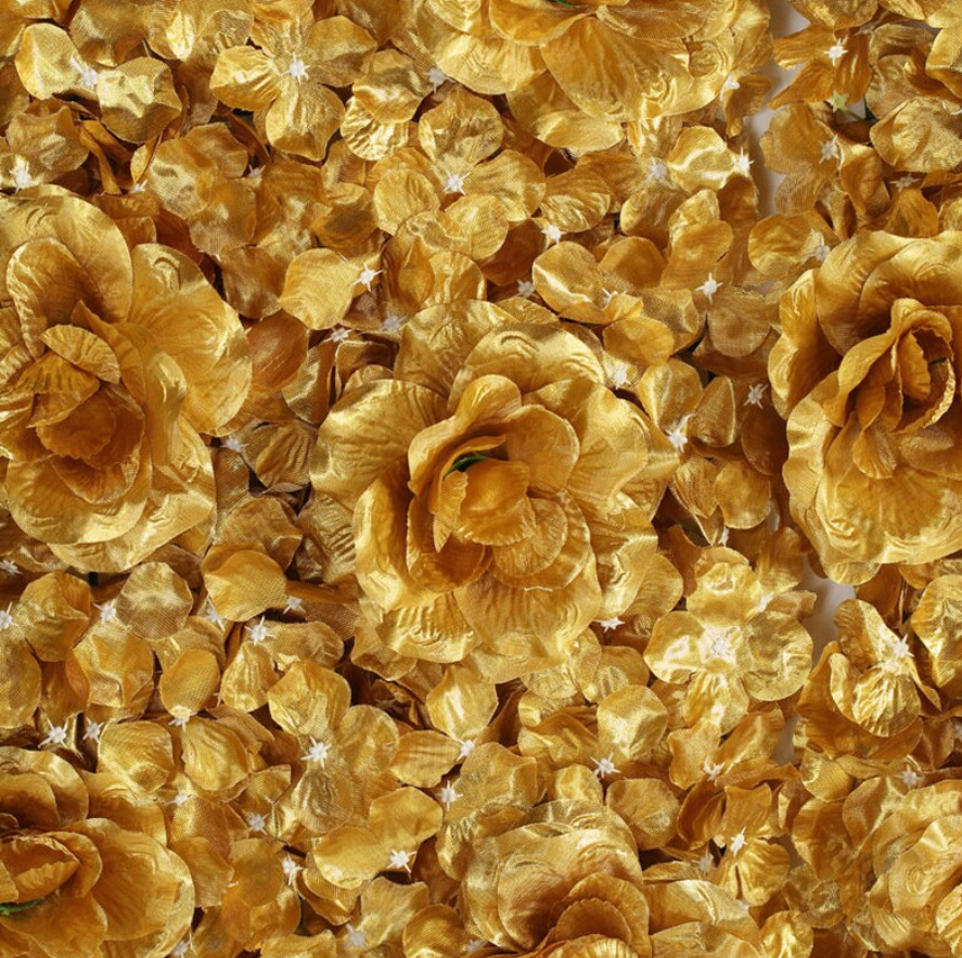 Flower Wall Gold Fabric Rolling Up Curtain Floral Backdrop Wedding Party Proposal Decor