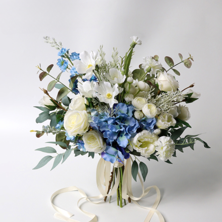 Bridal Bouquet Blue White for Wedding Party Proposal