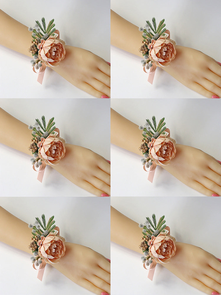 Wrist Flower in Champagne Peony for Wedding Party Proposal Decor