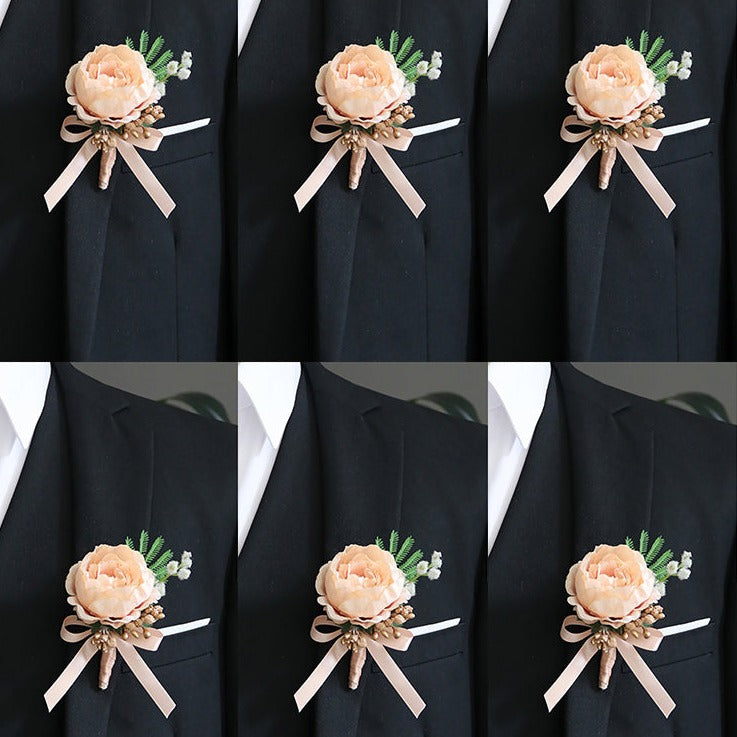 Boutonnieres in Champagne Peony