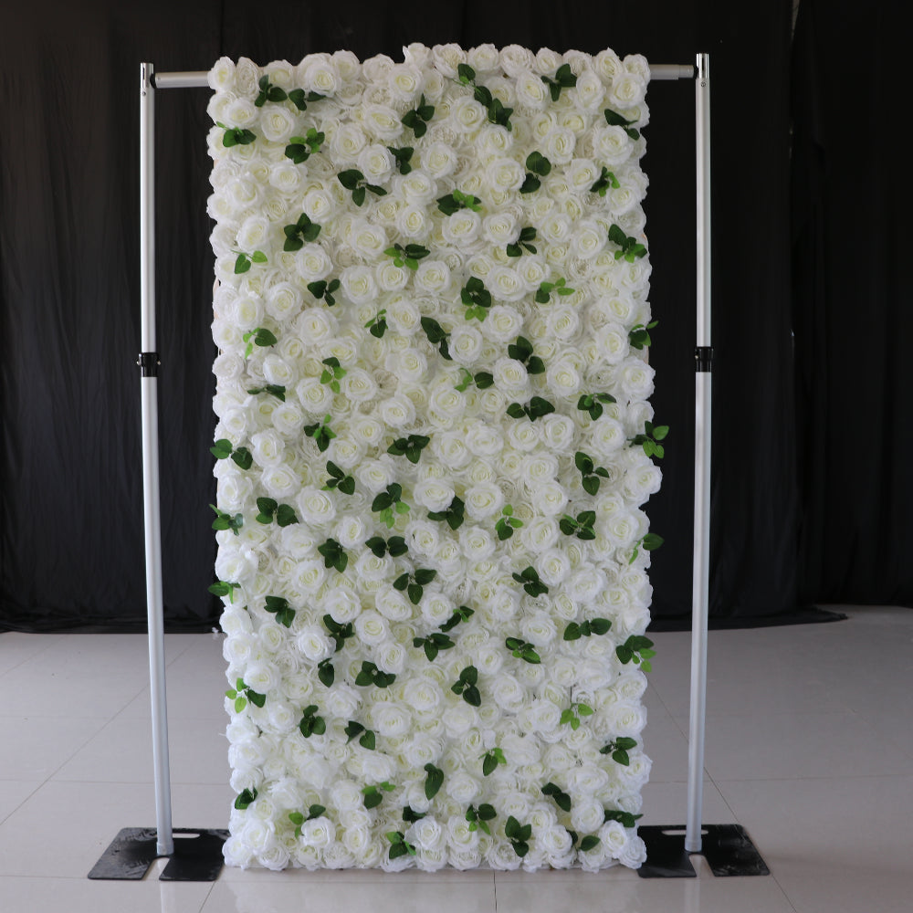 Flower Wall White Rose Rolling Up Curtain Fabric Artificial Flower Wall Backdrop Proposal Wedding Party Decor