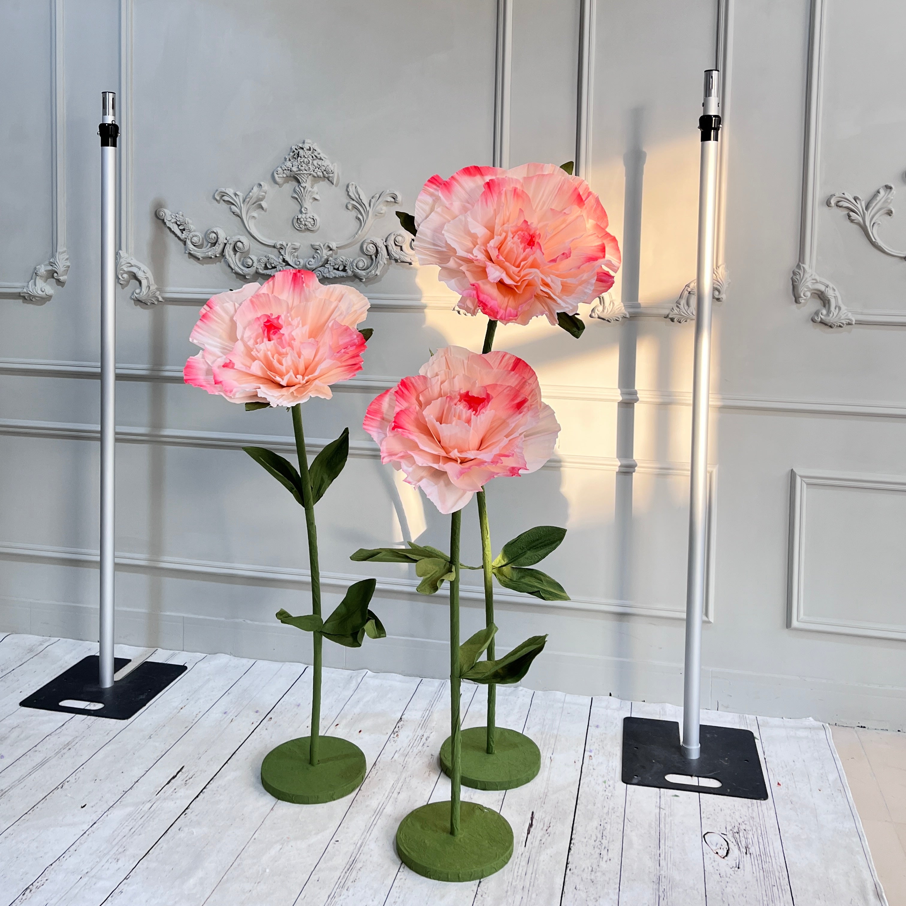 Set of 3 Pink Paper Flowers for Wedding Party Home Decor Event