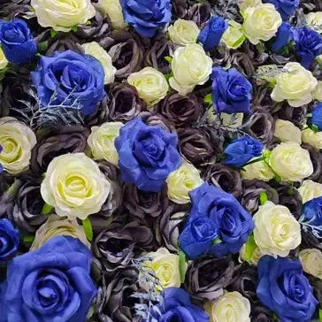 Flower Wall Blue & White Fabric Rolling Up Curtain Floral Backdrop Wedding Party Proposal Decor