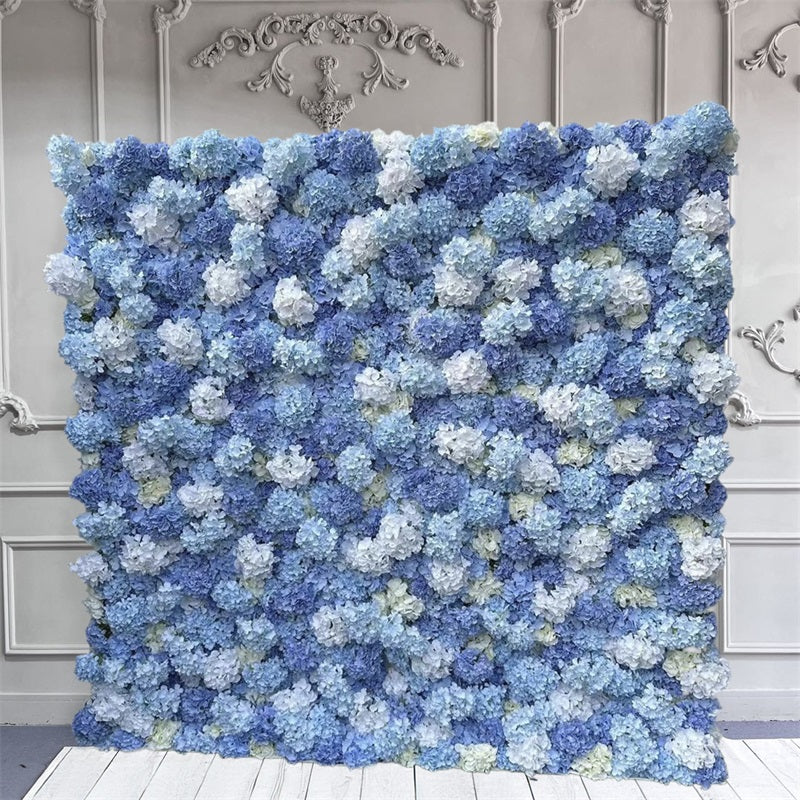 Flower Wall Light Blue White Rose Fabric Rolling Up Curtain Floral Backdrop Wedding Party Decor