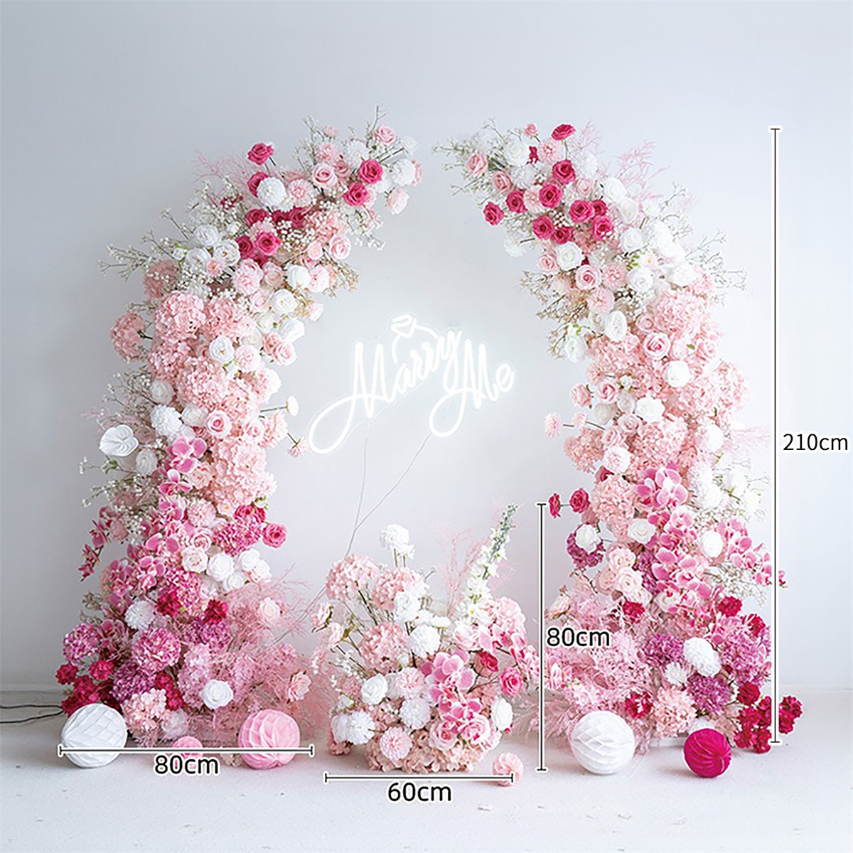 Crafted for realism, the pink flower arch boasts a fabric backing and fade-resistant colors.