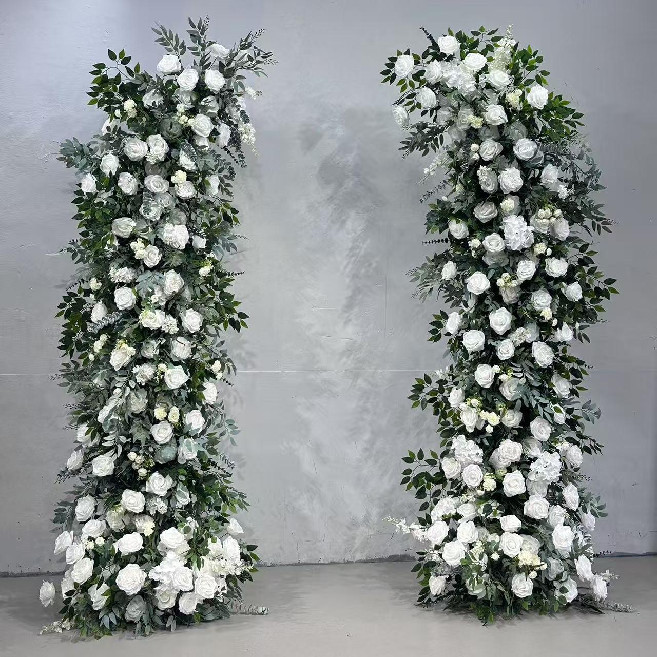 Flower Arch White Green Flower Pillar for Event Wedding Proposal Party Decor