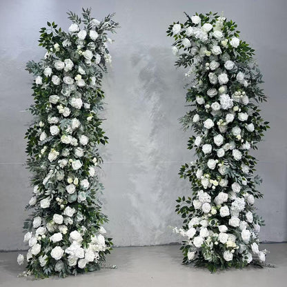 Flower Arch White Green Flower Pillar for Event Wedding Proposal Party Decor