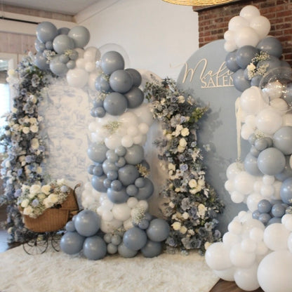 Blue White Artificial Flower Arch Backdrop for Wedding Proposal Party Decor