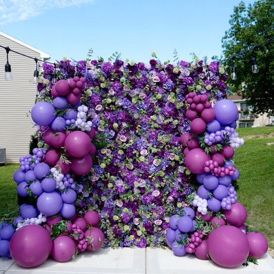 Flower Wall 3D Purple Rolling Up Curtain Floral Backdrop For Wedding Party Proposal Decor