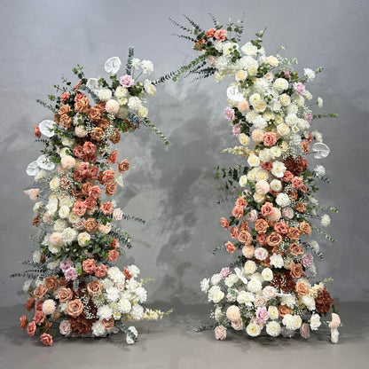 Flower Arch Coffee White Set Artificial Florals Backdrop for Wedding Proposal Party Decor
