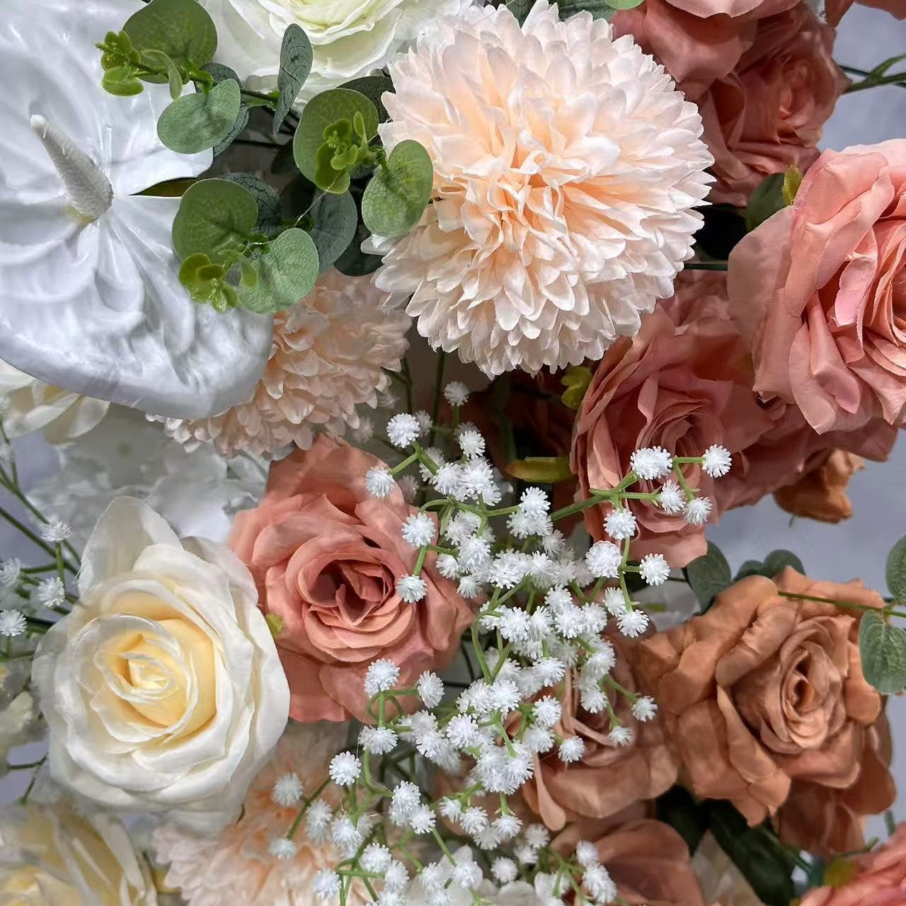 Flower Arch Coffee White Set Artificial Florals Backdrop for Wedding Proposal Party Decor