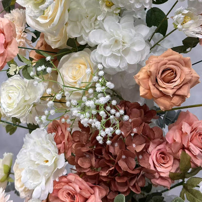 Flower Arch Coffee White Set Artificial Florals Backdrop for Wedding Proposal Party Decor