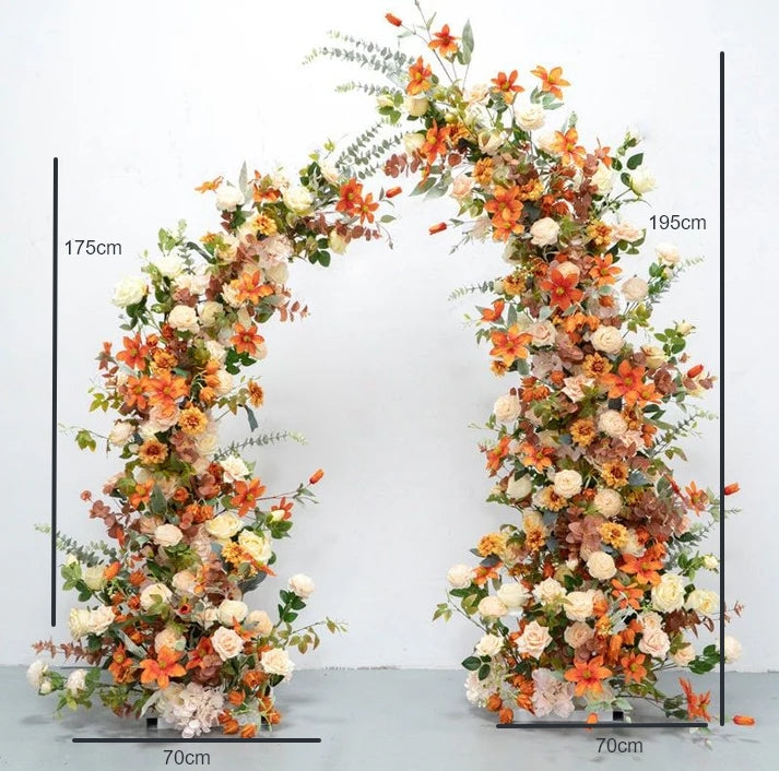 Flower Arch Orange Wedding Flower Pillars for Party Decor