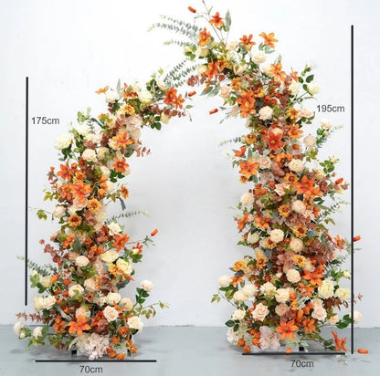 Flower Arch Orange Wedding Flower Pillars for Party Decor