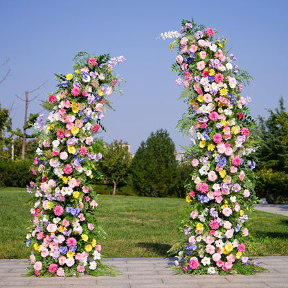 Flower Arch Colorful Flower Pillar For Party Decor Including Frame