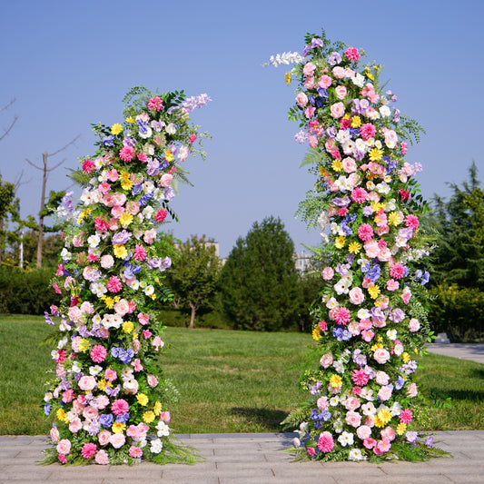 Flower Arch Colorful Flower Pillar For Party Decor Including Frame