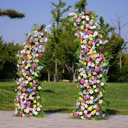 Flower Arch Colorful Flower Pillar For Party Decor Including Frame