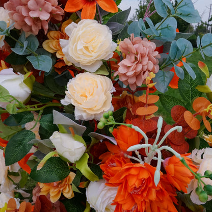 Flower Arch Orange Wedding Flower Pillars for Party Decor