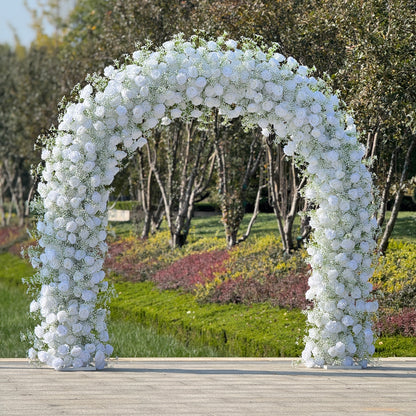 Flower Arch White Rose Baby's Breath Flower Row Decor for Wedding Event Backdrop