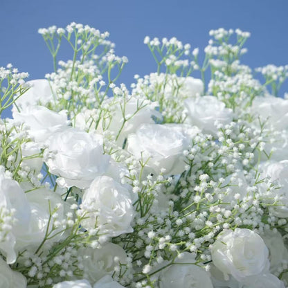 Flower Arch White Rose Baby's Breath Flower Row Decor for Wedding Event Backdrop