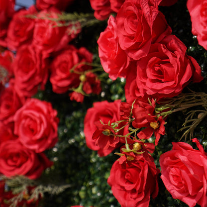 Flower Wall 3D Milan Green Wall Red Rose Fabric Rolling Up Curtain Wedding Party Decor