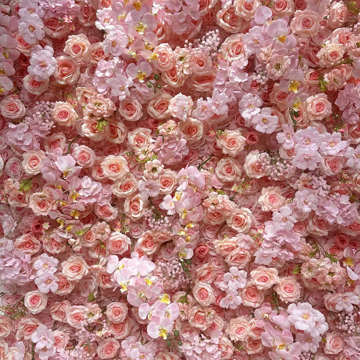 Wall of pink and white flowers