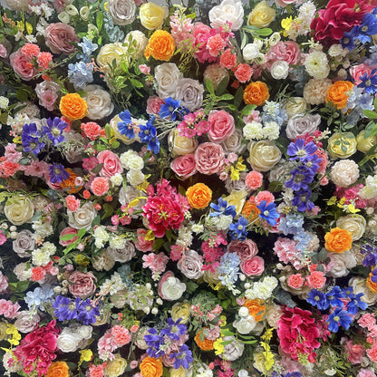 Flower Wall 5D Colorful Artificial Fabric Rolling Up Curtain Floral Backdrop For Party