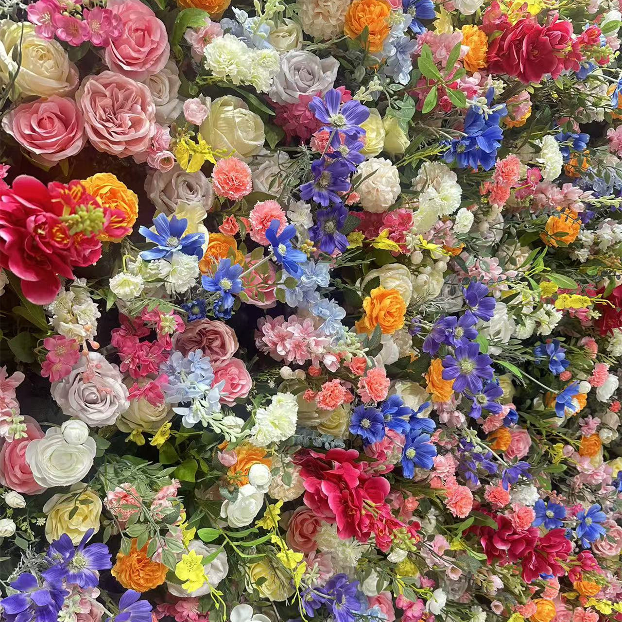 Flower Wall 5D Colorful Artificial Fabric Rolling Up Curtain Floral Backdrop For Party