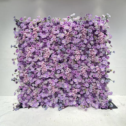 Flower Wall 7D Purple Rolling Up Curtain Floral Backdrop Wedding Party Proposal Decor