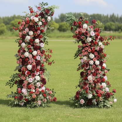 Flower Arch Red White Rose Flower Pillar For Party Decor Including Frame