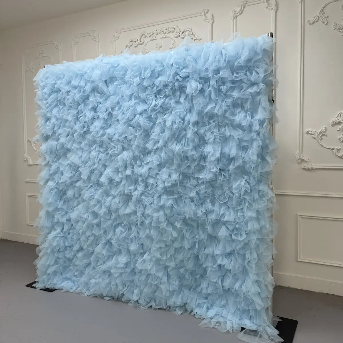 8×8ft Blue Sheer Tulle Decorative Wall Backdrop for Wedding Party Event