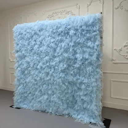 8×8ft Blue Sheer Tulle Decorative Wall Backdrop for Wedding Party Event