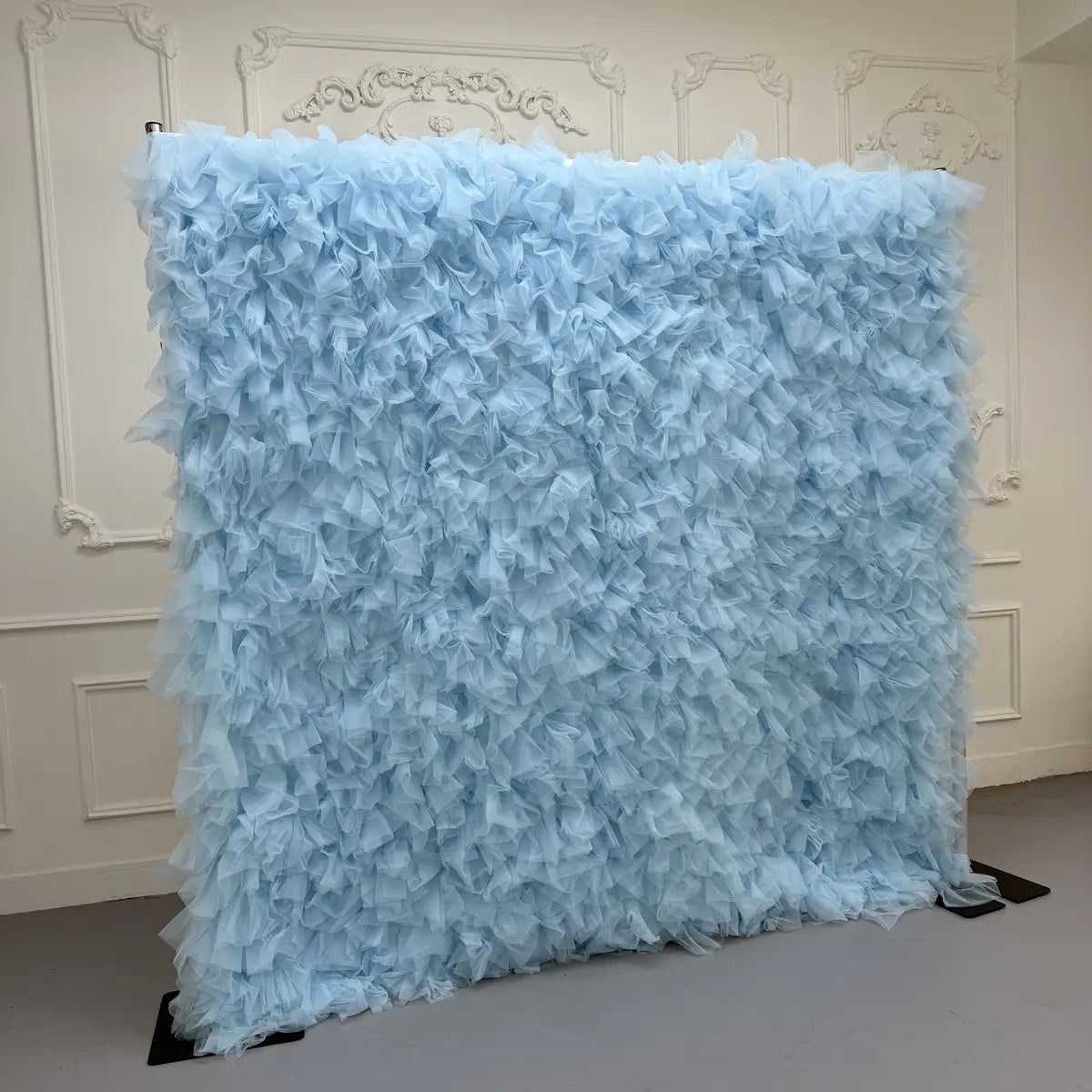 8×8ft Blue Sheer Tulle Decorative Wall Backdrop for Wedding Party Event