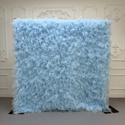 8×8ft Blue Sheer Tulle Decorative Wall Backdrop for Wedding Party Event