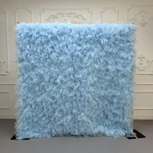 8×8ft Blue Sheer Tulle Decorative Wall Backdrop for Wedding Party Event