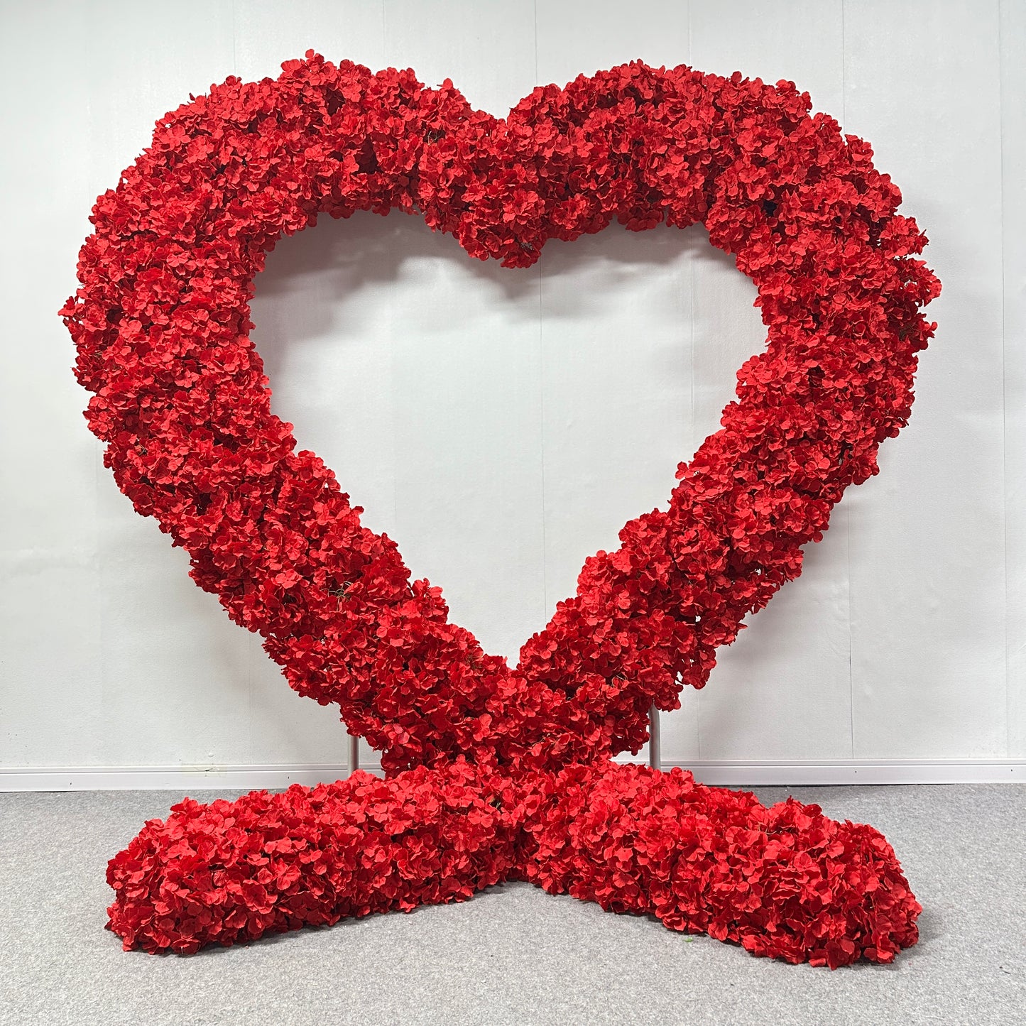 Flower Arch 8x8ft Heart Shaped Red Hydrangea Floral Backdrop for Proposal Wedding Party Decor