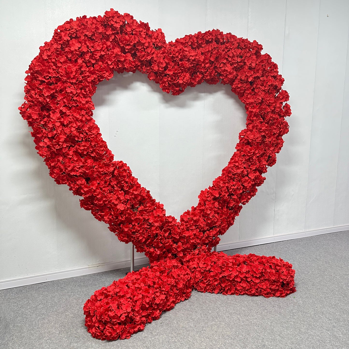 Flower Arch 8x8ft Heart Shaped Red Hydrangea Floral Backdrop for Proposal Wedding Party Decor