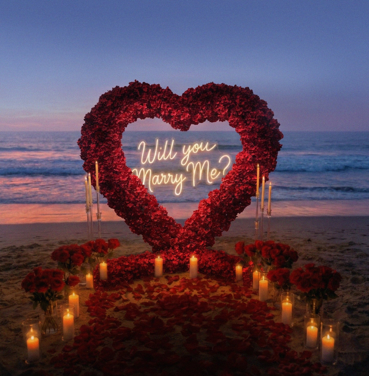 LightnIng Deals: Flower Arch 8x8ft Heart Shaped Red Hydrangea Floral Backdrop for Proposal Wedding Party Decor