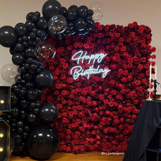 Flower Wall Fabric Artificial 5D Red Roses Rolling Up Floral Wedding Backdrop