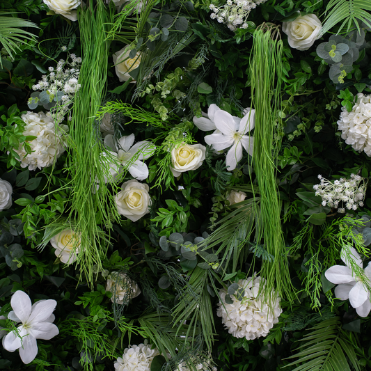 5D Spring Green Leaves Flower Wall Backdrop with Fabric Backing for Wedding Event Party