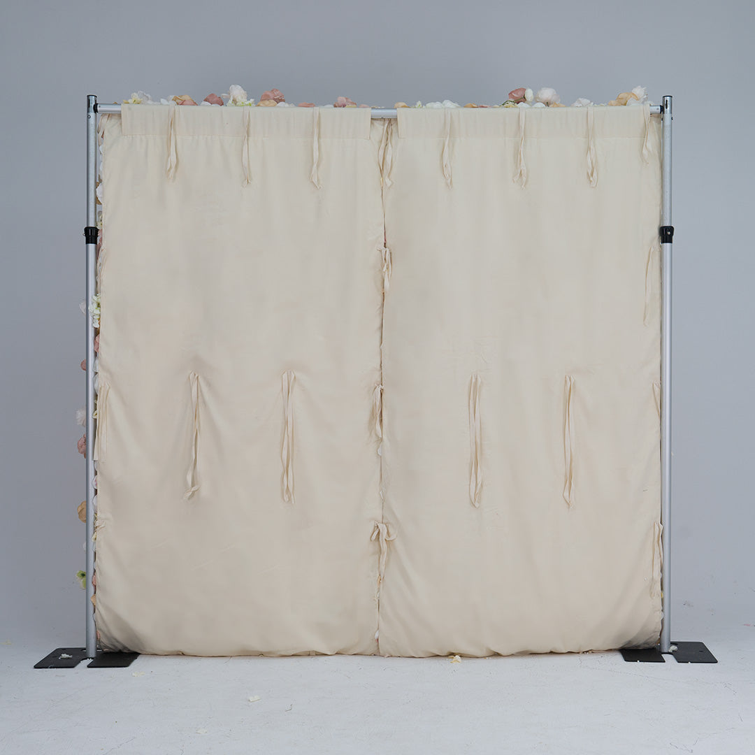 Flower Wall 3D Light Pink & Coffee Fabric Rolling Up Curtain Floral Backdrop For Party Decor