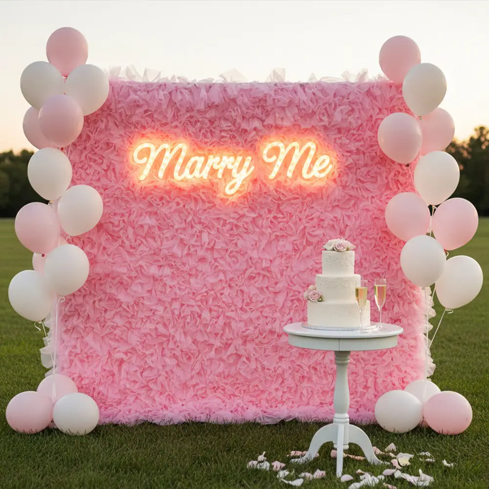 8×8ft Pink Tulle Backdrop Decorative Wall for Wedding Gender Reveal Party Event