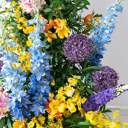 100% handmade, the blue yellow flower arch provides a lifelike appearance and is easy to set up. 