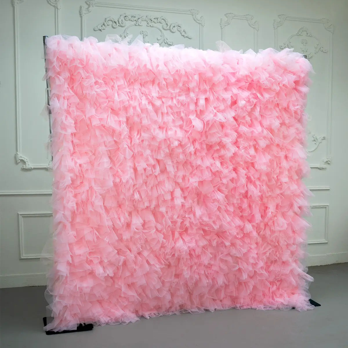 8×8ft Pink Sheer Tulle Decorative Wall Backdrop for Wedding Party Event