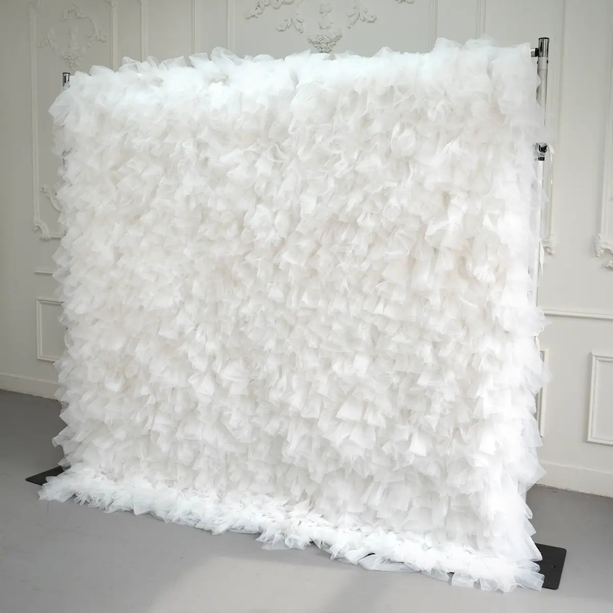 8×8ft White Sheer Tulle Decorative Wall Backdrop for Wedding Party Event
