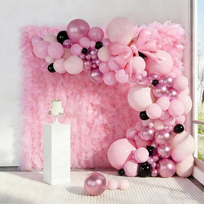 8×8ft Pink Sheer Tulle Decorative Wall Backdrop for Wedding Party Event